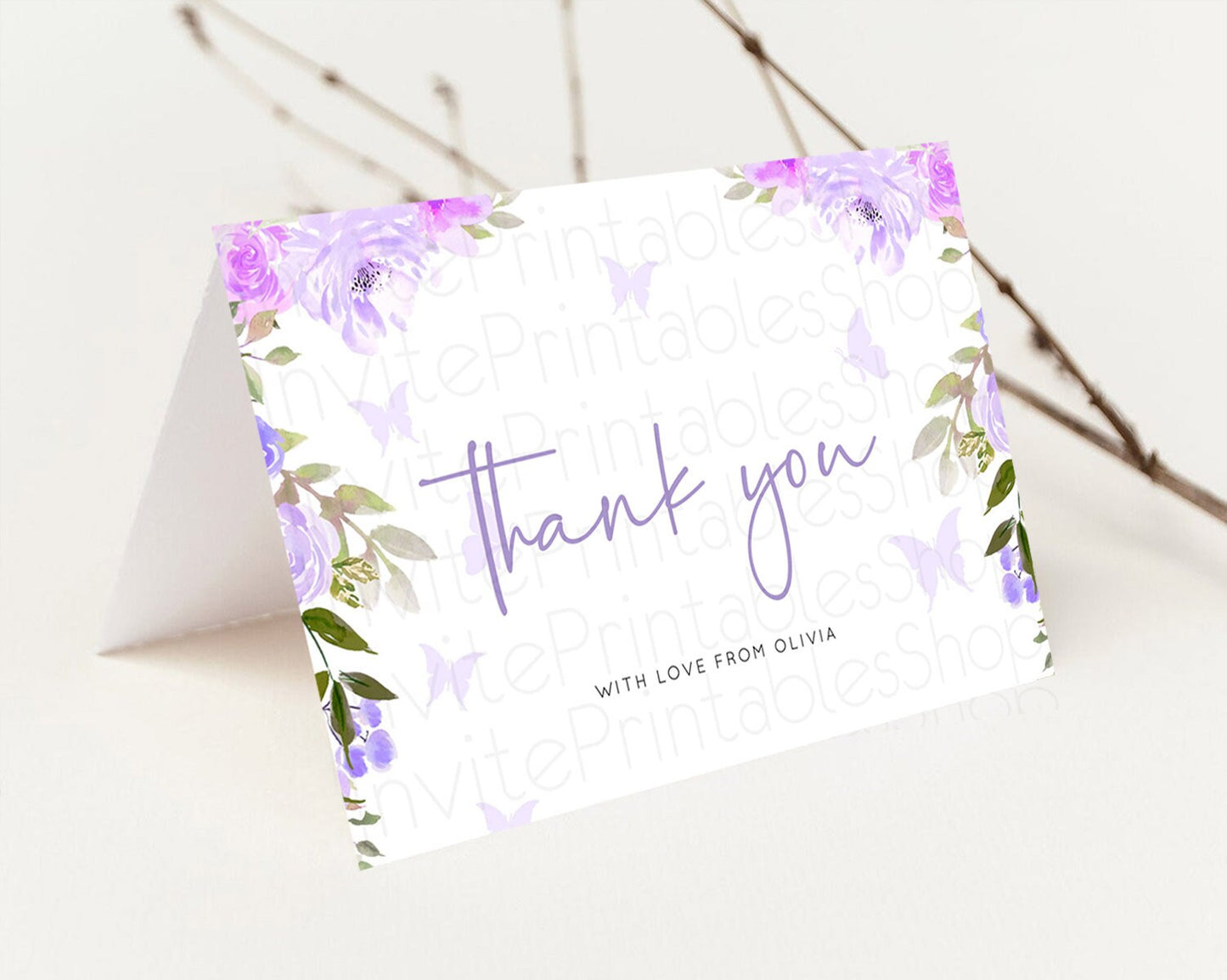 Secret Garden Thank You Wildflower Thank You Card Pastel Flower Garden Birthday Thank You Card Boho Floral Teacher Thank You Card D10719