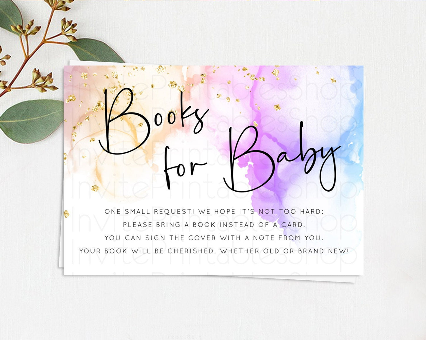 Pastel Books For Baby Card Pastel Rainbow Book Insert Colorful Ombre Watercolor Book Card Confetti Glitter Baby Book Poem Request D10180