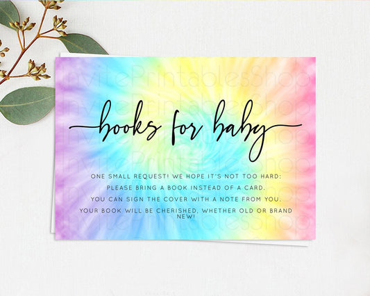 Tie Dye Books For Baby Card Rainbow Tie Dye Book Insert Pastel Rainbow Watercolor Book Card Tie Dye Colors Guests Book Poem Request D10578