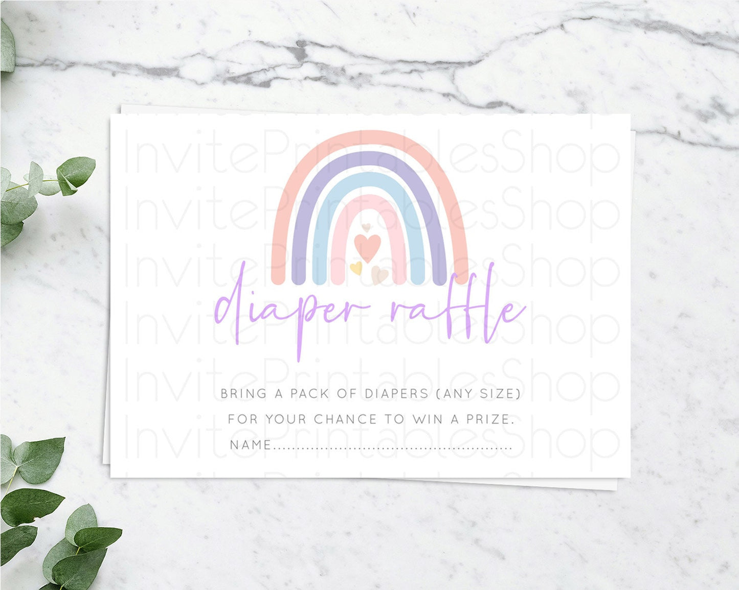 Editable Pastel Rainbow Diaper Raffle Card Boho Rainbow Diaper Insert Boho R