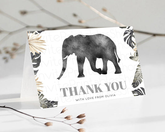 Editable Pastel Elephant Thank You Rainbow Elephant Thank You Card Colorful
