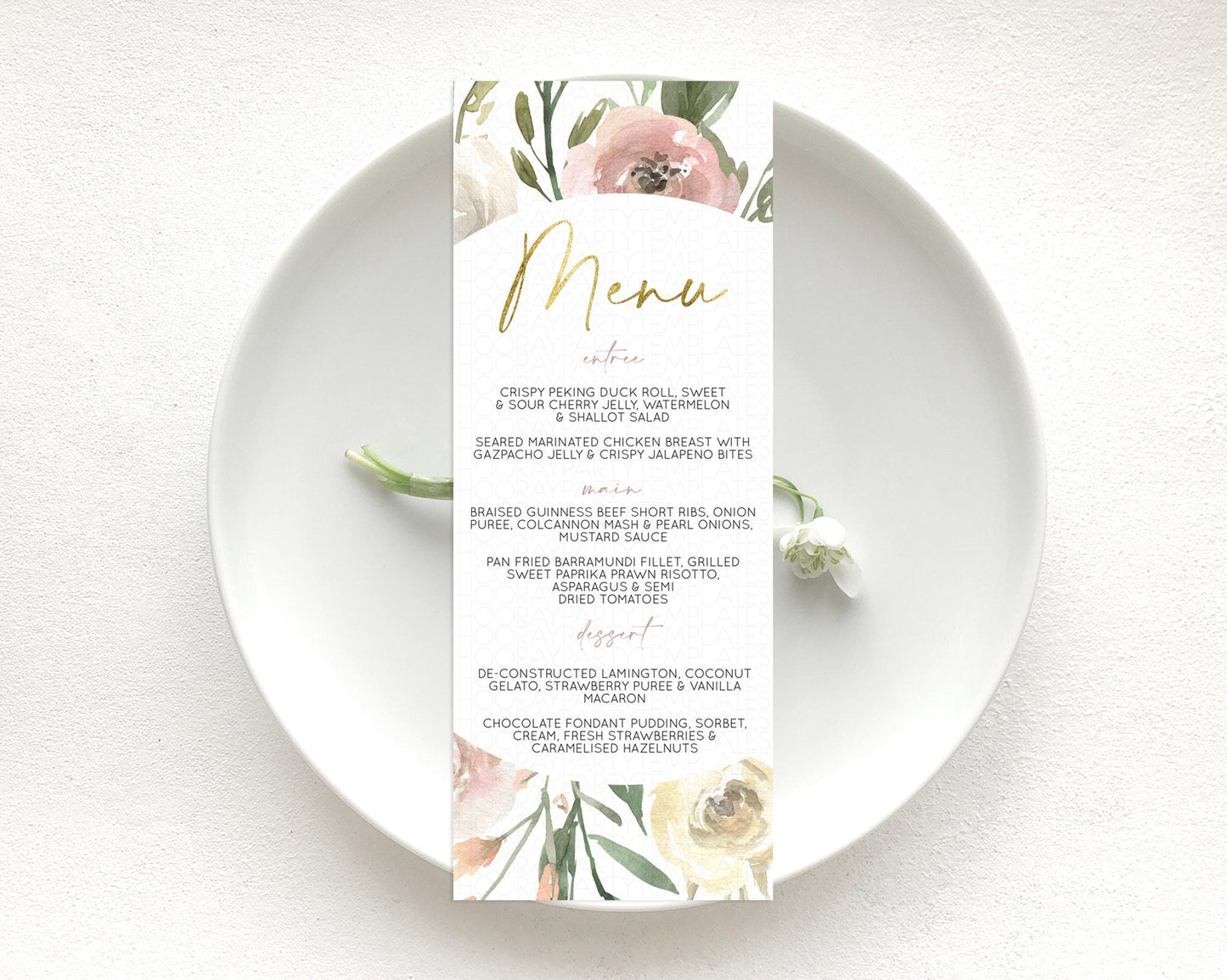Secret Garden Menu Wildflower Menu Template Pastel Flower Garden Table Decor Boho Floral Dinner Dessert Floral Party Food Menu D10202
