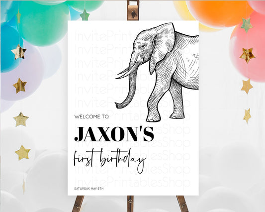 Editable Elephant Welcome Sign Elephant Welcome Board Elephant Party Welcome