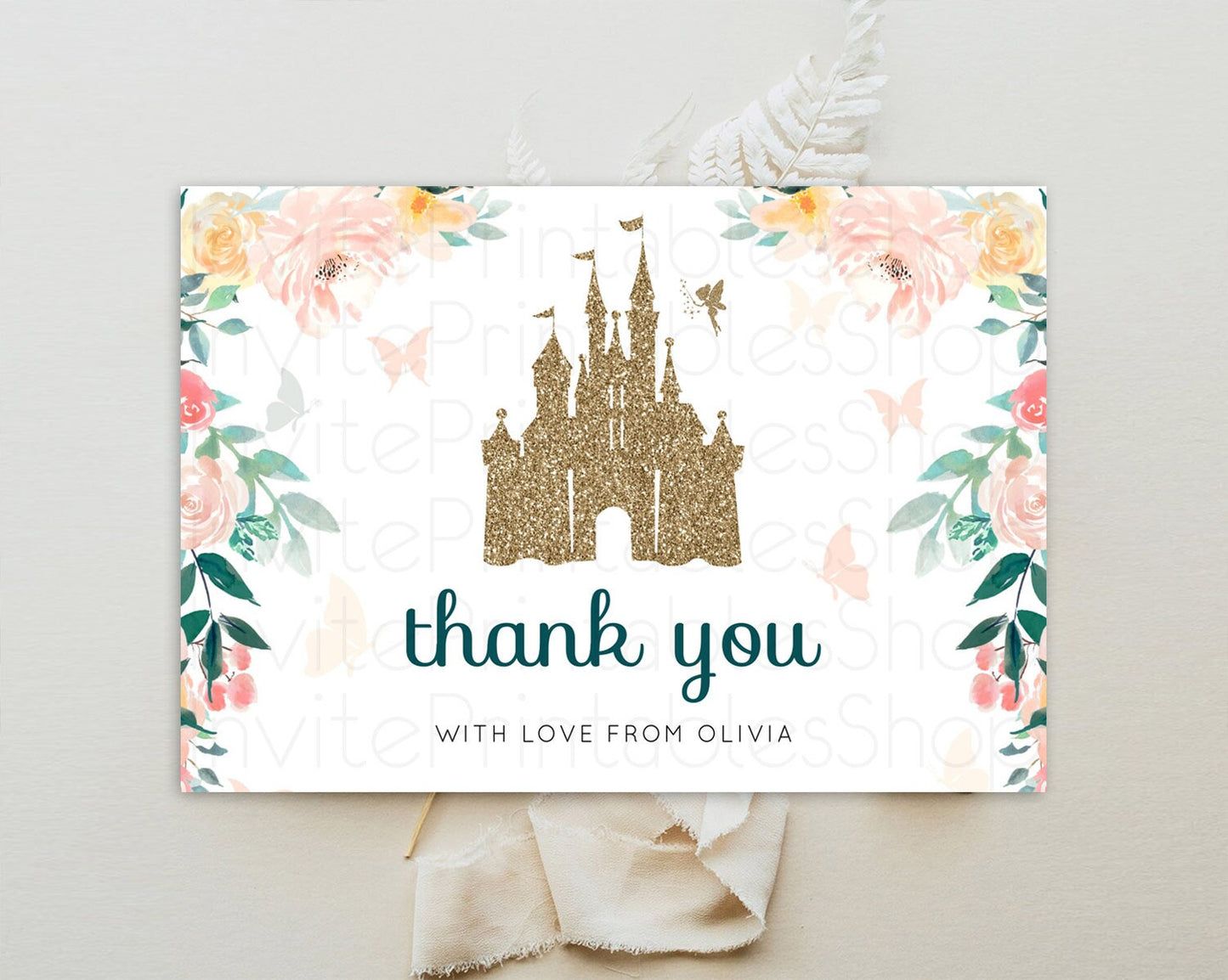 Fairy Thank You Fairy Thank You Card Enchanted Garden Pastel Butterfly Birthday Thank You Floral Secret Garden Teacher Thank You D10429