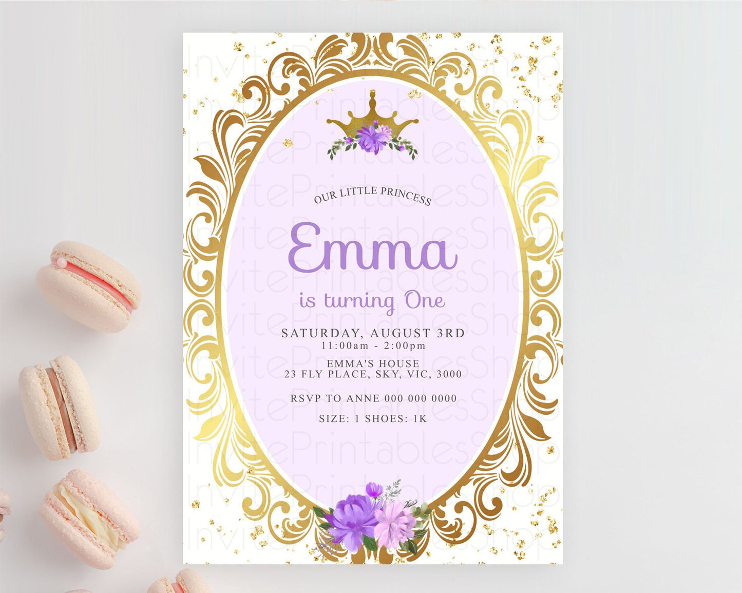 Princess Birthday Invitation Castle Invitation Royal Birthday Fairy Tale Enchanted Mirror Pastel Floral Garden 1st First Birthday D10139