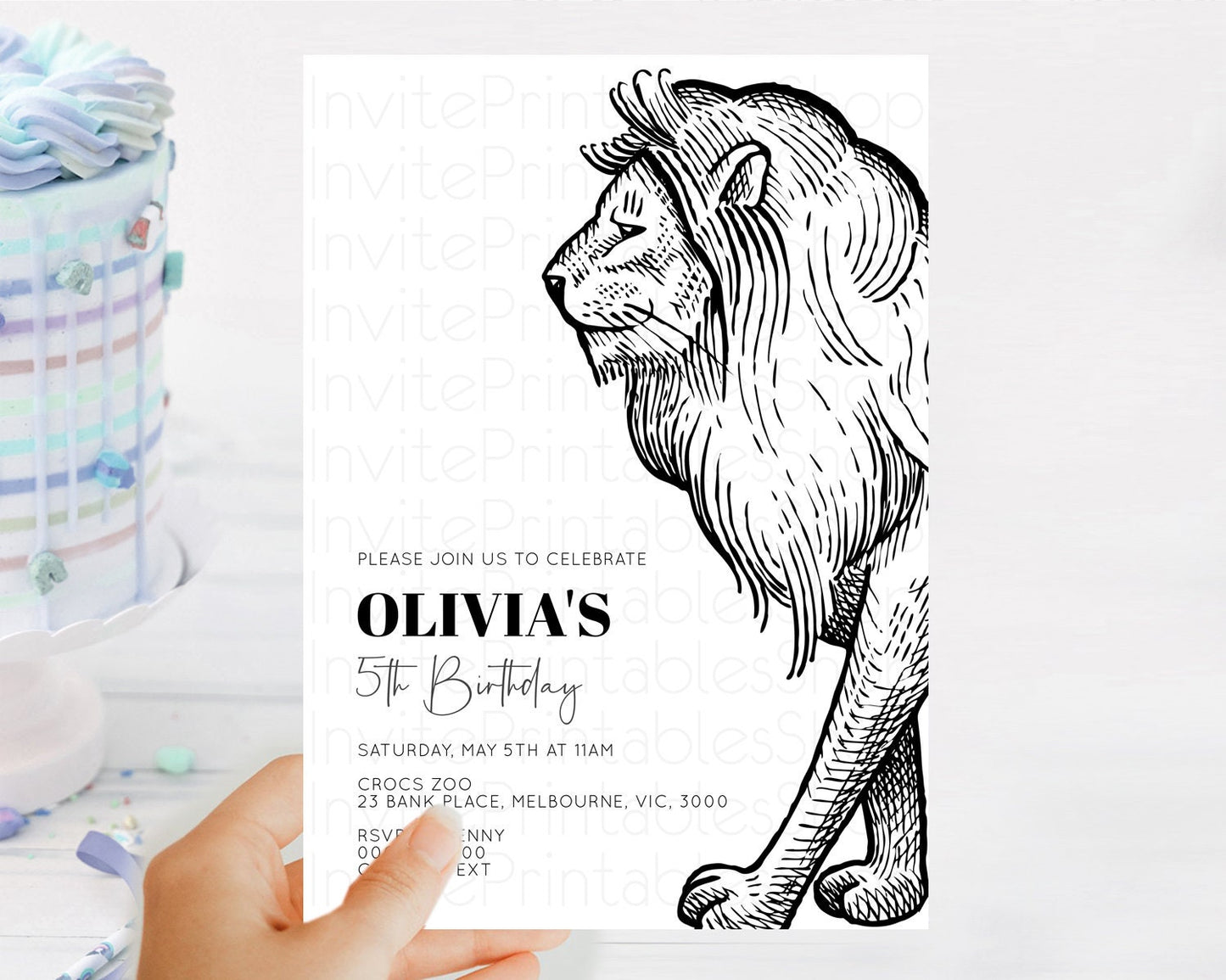 Editable Lion Birthday Invitation Lion Invitation Modern Safari Lion Party 2