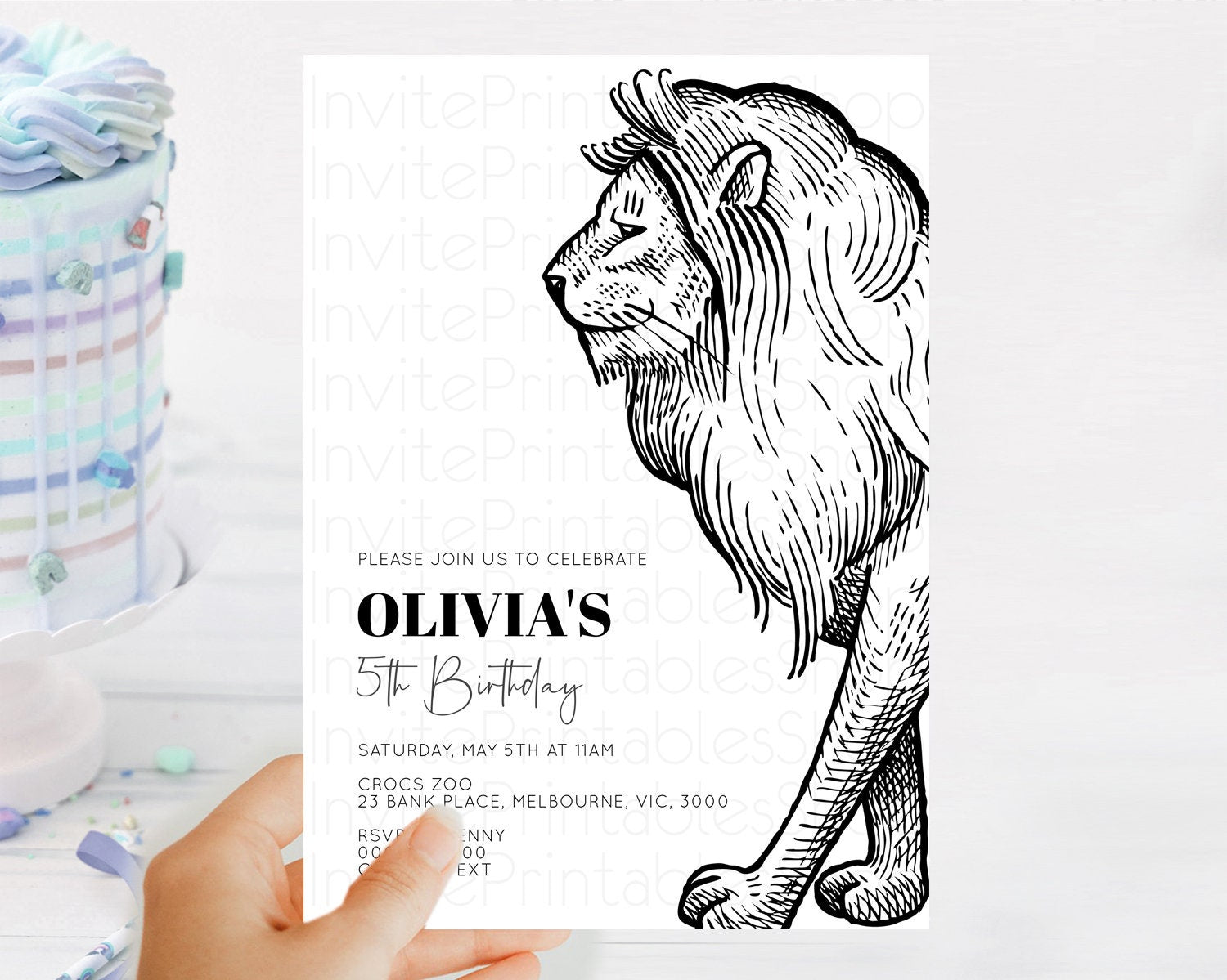 Editable Lion Birthday Invitation Lion Invitation Modern Safari Lion Party 2
