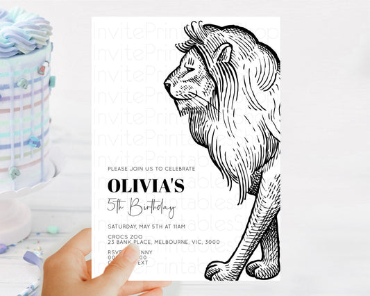 Editable Lion Birthday Invitation Lion Invitation Modern Safari Lion Party 2