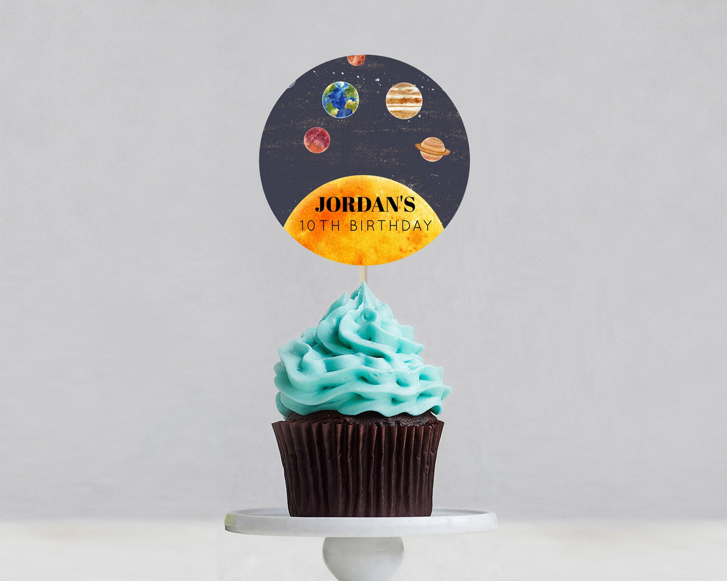 Space Cupcake Toppers Space  Décor First Trip Around the Sun Décor Decor Sky Stars Planets Milkyway Solar System Cupcake Topper D10430