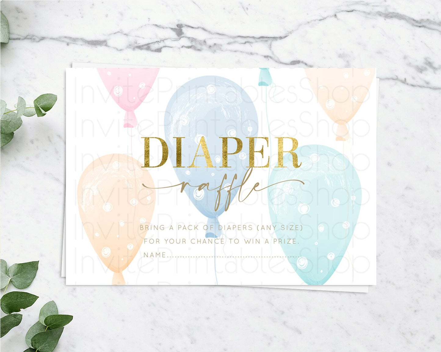 Pastel Balloons Diaper Raffle Card Colorful Balloon Diaper Raffle Insert Rainbow Balloon Diaper Ticket Confetti Balloon Raffle Game D10182