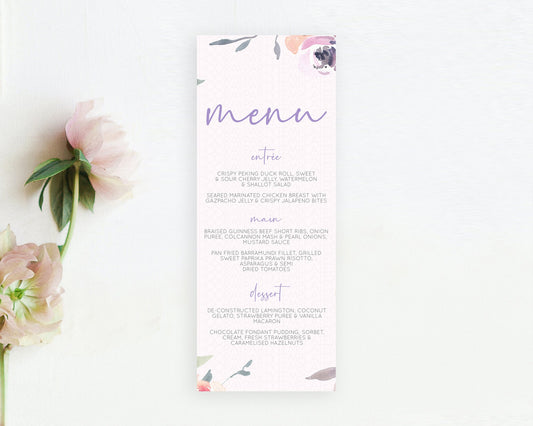 Editable Secret Garden Menu Wildflower Menu Template Pastel Flower Garden Ta