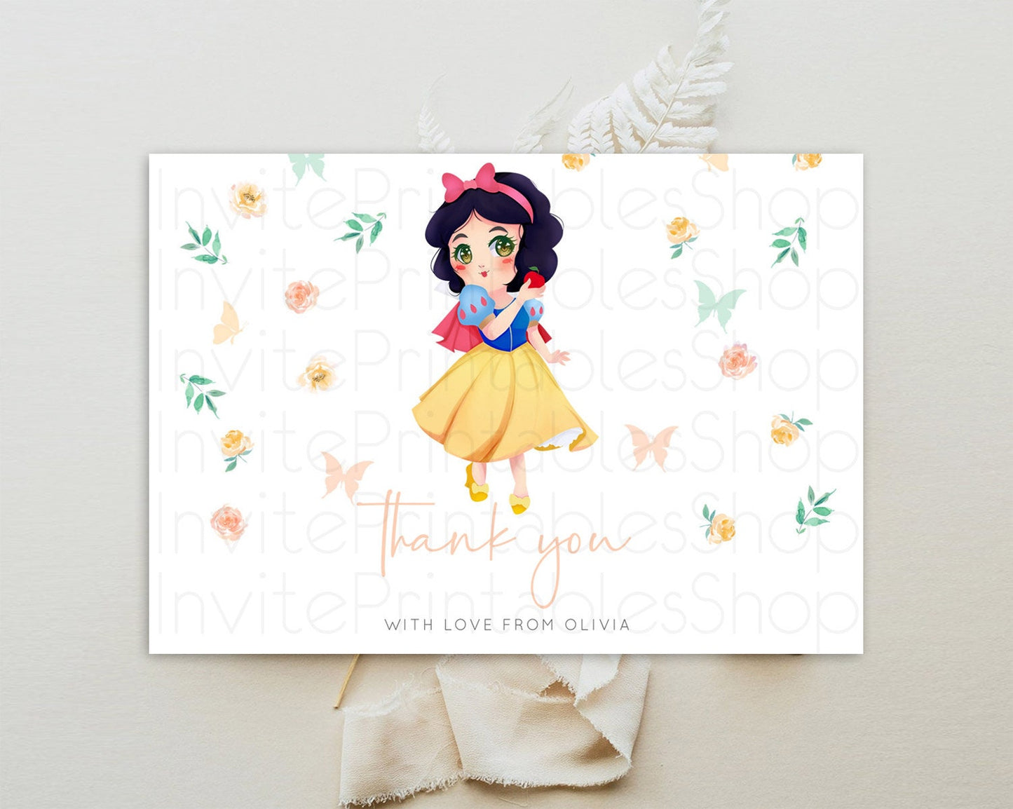 Princess Thank You Castle Thank You Card Secret Garden Birthday Thank You Card Enchanted Castle Pastel Floral Teacher Thank You Card D10356