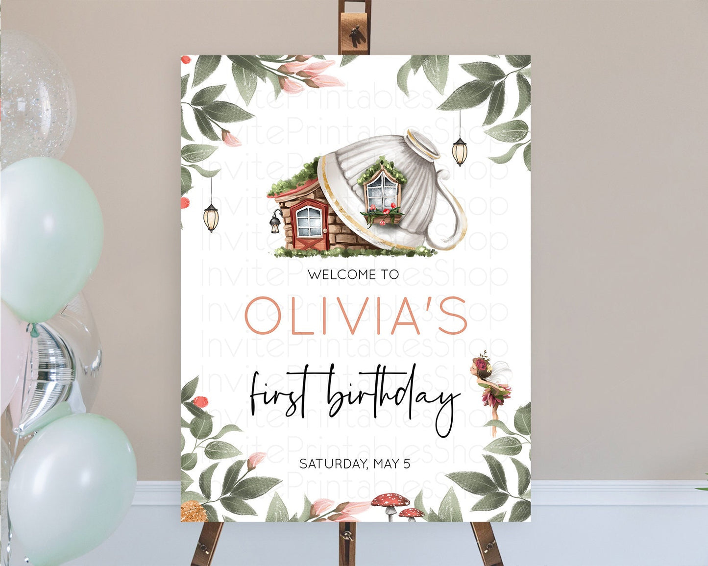 Fairy Welcome Sign Fairy Welcome Board Enchanted Garden Pastel Floral Butterfly Decor Secret Garden First Birthday Welcome Sign D10851