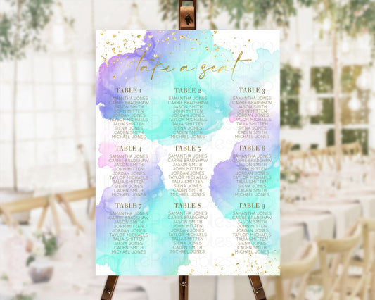Editable Rainbow Seating Chart Pastel Seating Chart Colorful Pastel Watercol