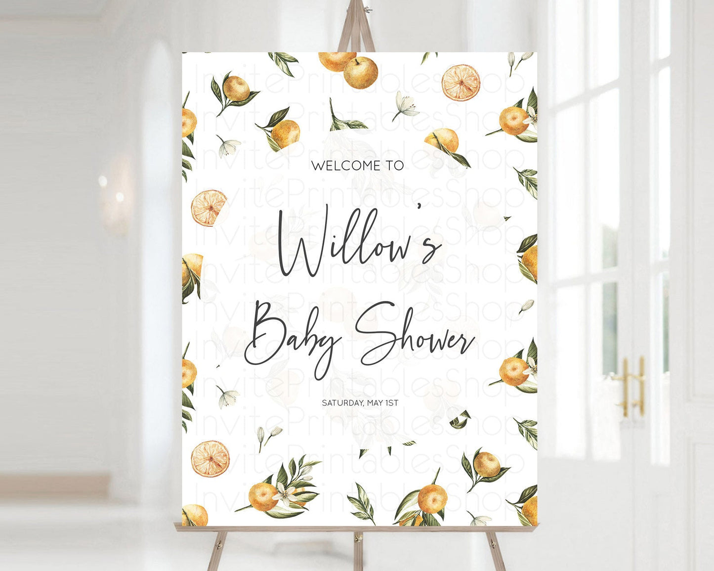 Citrus Baby Shower Welcome Sign Lemon Welcome Sign Orange Welcome Sign Citrus Welcome Poster Citrus Floral Décor Baby Welcome Board D10545