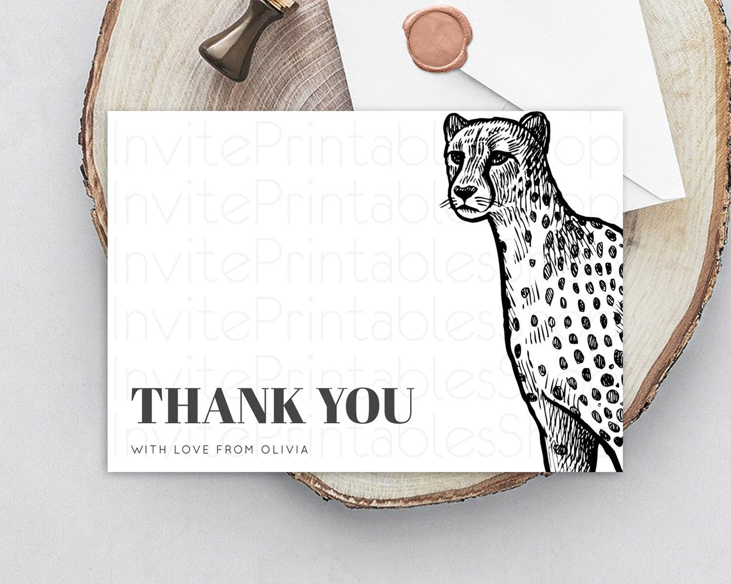 Cheetah Thank You Cheetah Thank You Card Cheetah Party Birthday Thank You Card Safari Card Template Cheetah Teacher Thank You Cards D10290