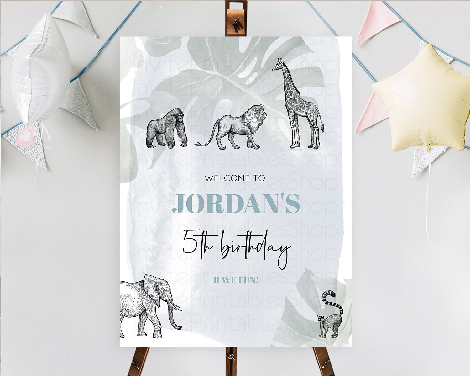 Editable Safari Welcome Sign Safari Welcome Board Lion Gorilla Elephant Rhin