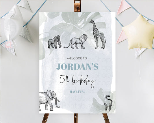 Editable Safari Welcome Sign Safari Welcome Board Lion Gorilla Elephant Rhin