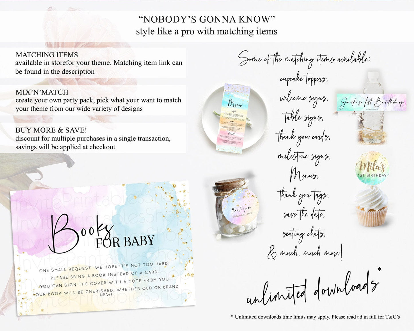 Pastel Books For Baby Card Pastel Rainbow Book Insert Colorful Ombre Watercolor Book Card Confetti Glitter Baby Book Poem Request D10155