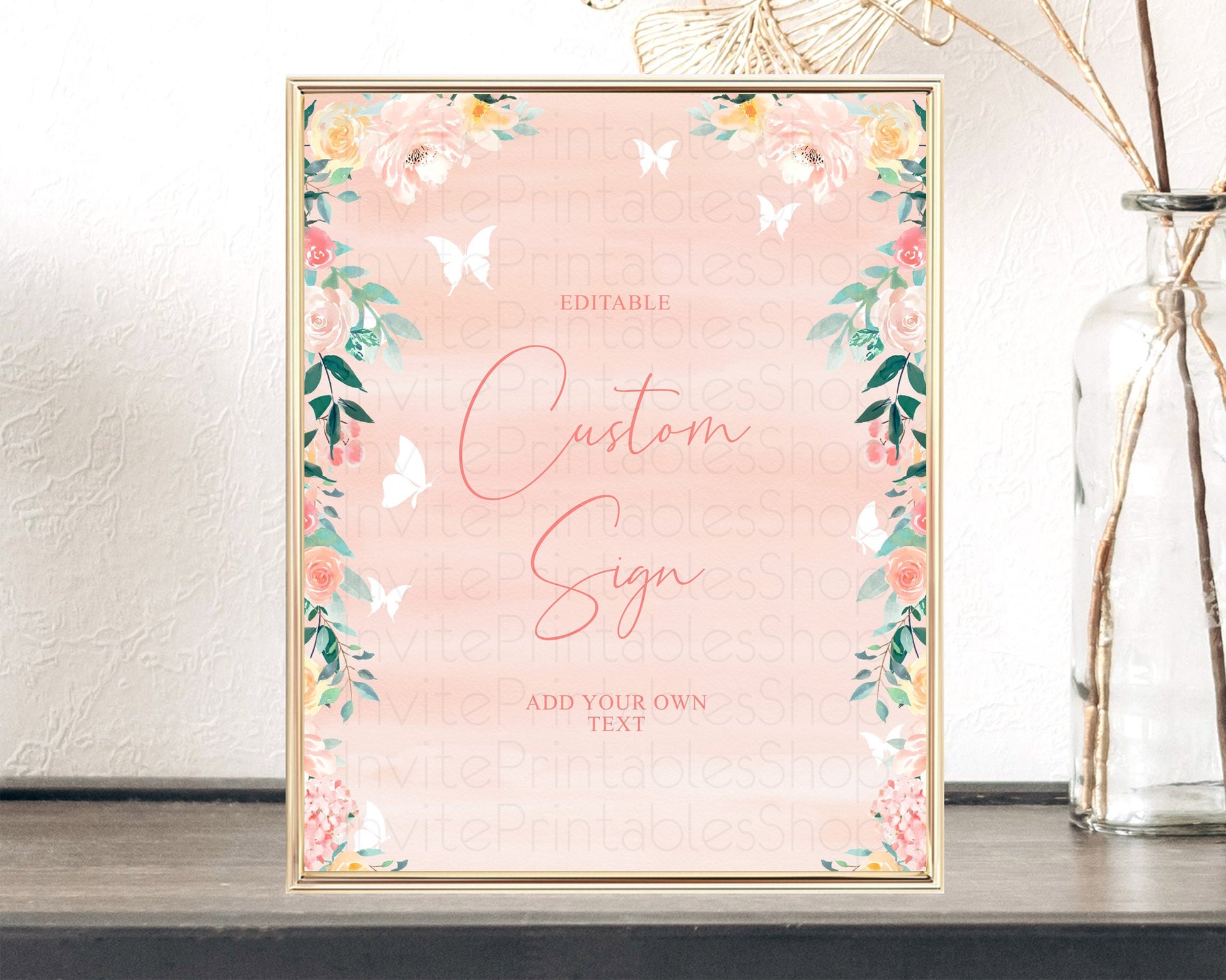 Editable Wildflower Floral Table Sign Decor Secret Garden Sign Template Past