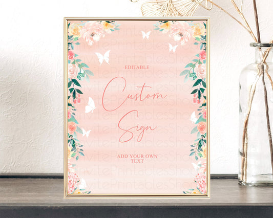 Editable Wildflower Floral Table Sign Decor Secret Garden Sign Template Past