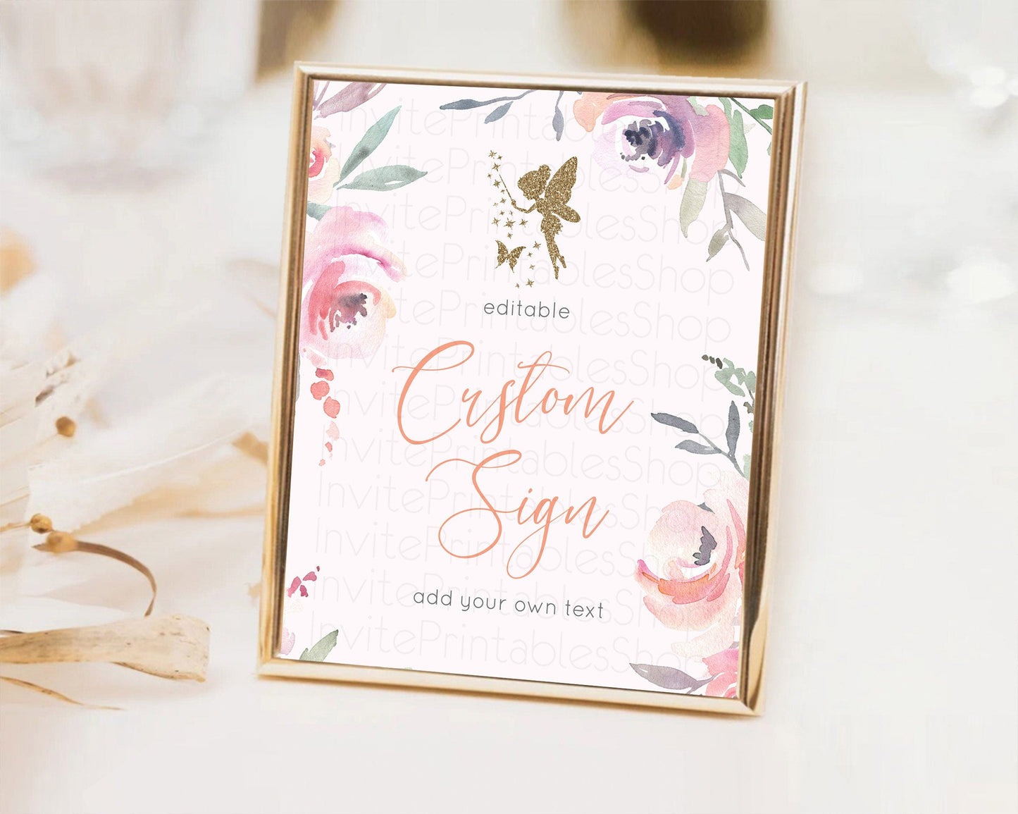 Fairy Sign Enchanted Garden Table Sign Decor Pastel Floral Butterfly Party Secret Garden Birthday Baptism Baby Shower Bridal Shower D10197