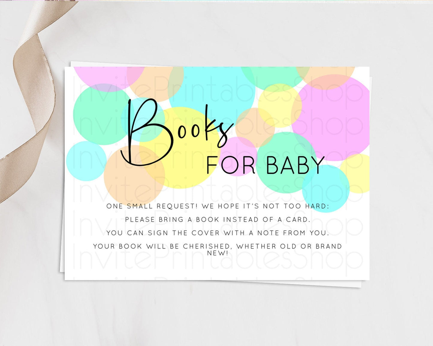 Rainbow Books For Baby Card Pastel Sprinkles Book Insert Pastel Rainbow Confetti Book Card Colorful Bubbles Pastel Book Poem Request D10409