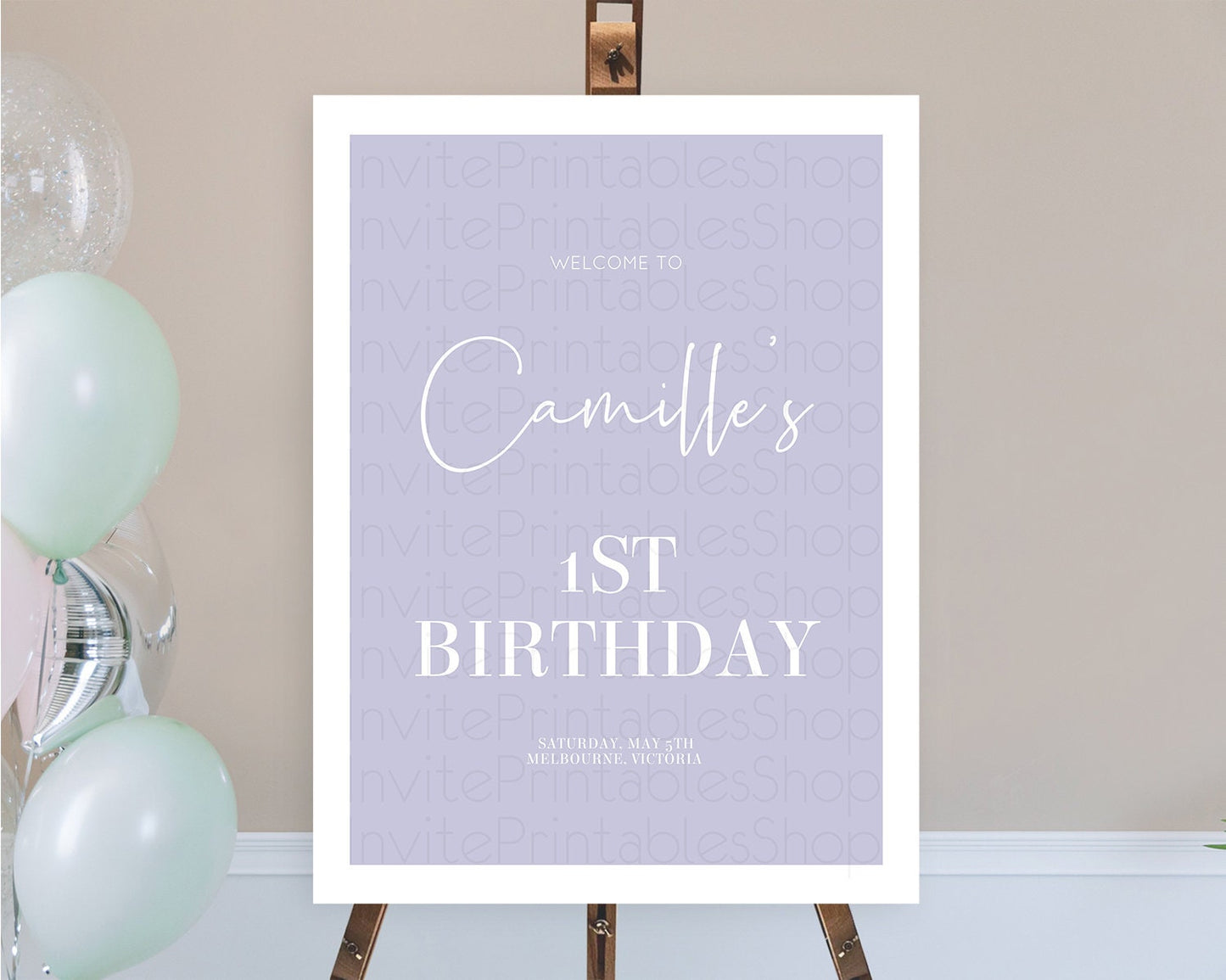 Purple Welcome Sign Plain Purple Welcome Board Minimalist Pastel Purple Welcome Poster Modern Purple First Birthday Welcome Sign D10942