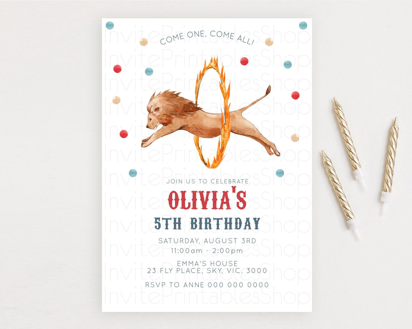 Circus Birthday Invitation Carnival Birthday Invitation Clown Invite Circus Lion Invite Circus Tent Invite Circus Elephant Invite D10523