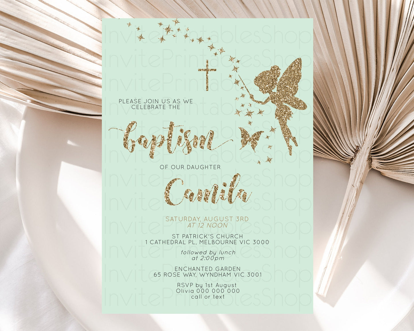 Fairy Baptism Invitation Fairy Baptism 1st Birthday Invitation Enchanted Secret Garden Christening Invite Pastel Floral Butterfly D10908