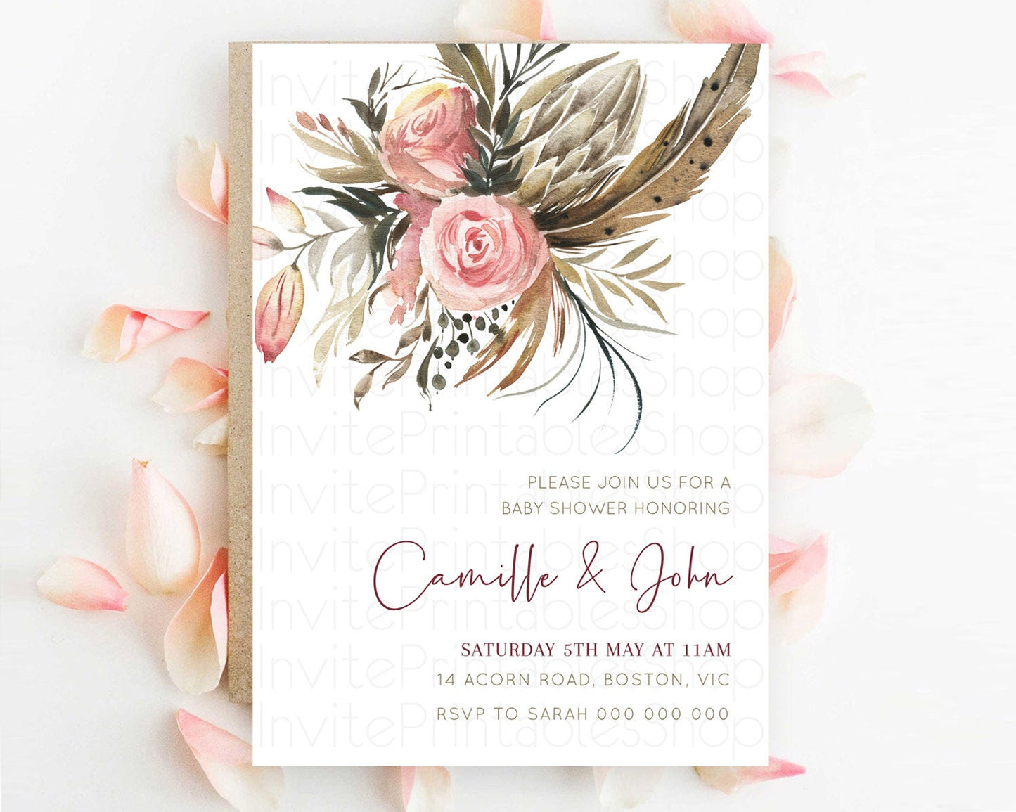 Wildflower Baby Shower Invitation Secret Garden Baby Shower Invitation Pastel Flowers Invite Enchanted Garden Shower Floral Theme D10686