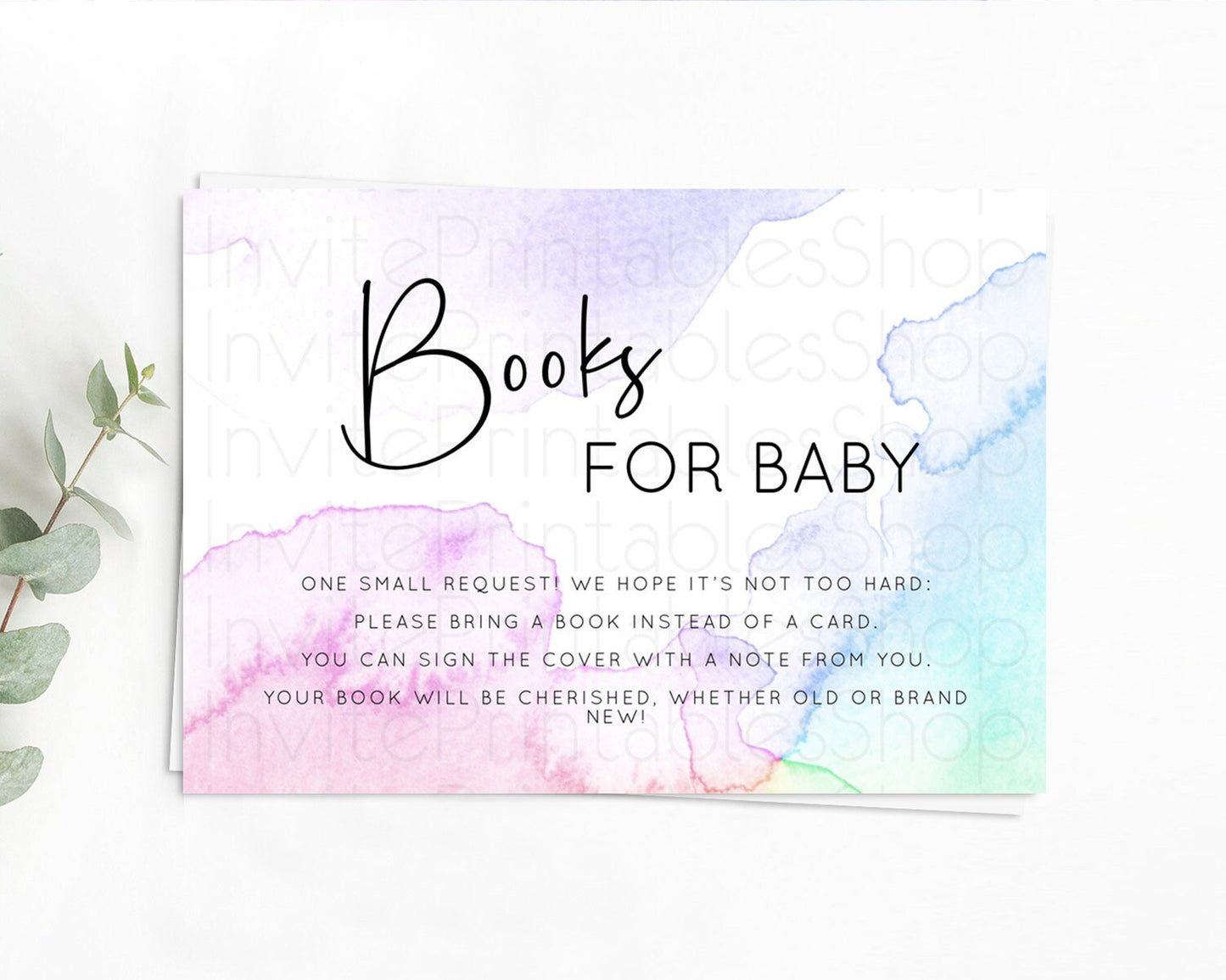 Pastel Books For Baby Card Pastel Rainbow Book Insert Colorful Ombre Watercolor Book Card Confetti Glitter Baby Book Poem Request D10215