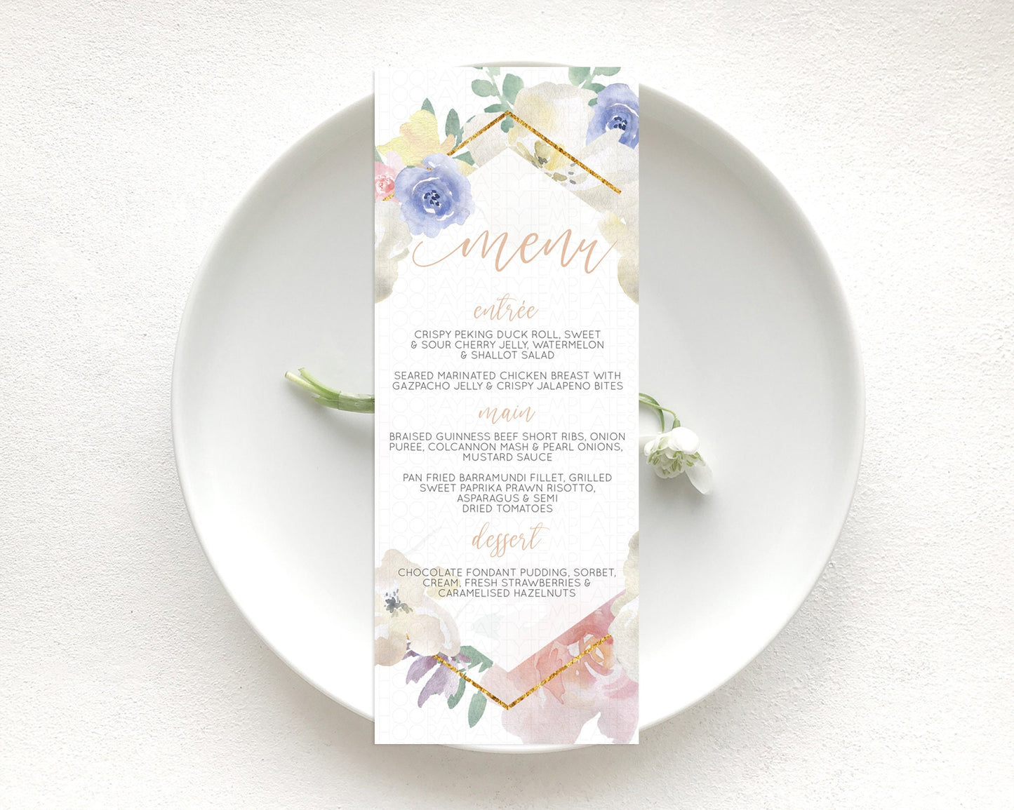 Secret Garden Menu Wildflower Menu Template Pastel Flower Garden Table Decor Boho Floral Dinner Dessert Floral Party Food Menu D10254