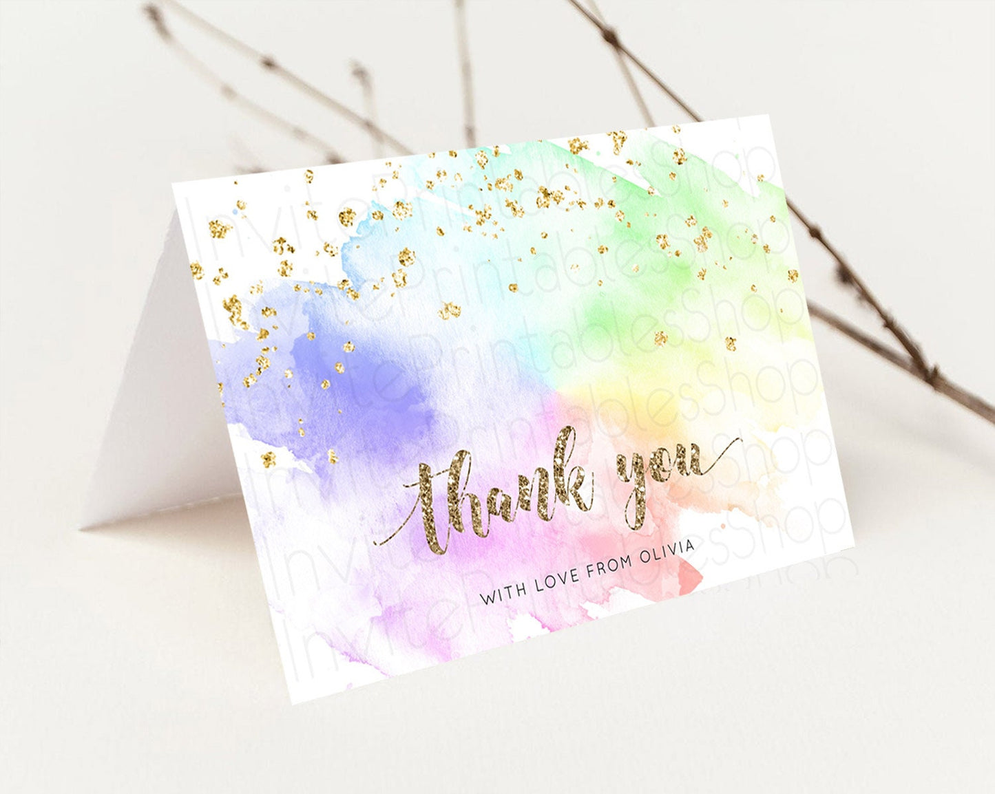 Editable Pastel Thank You Rainbow Thank You Card Colorful Pastel Birthday Th