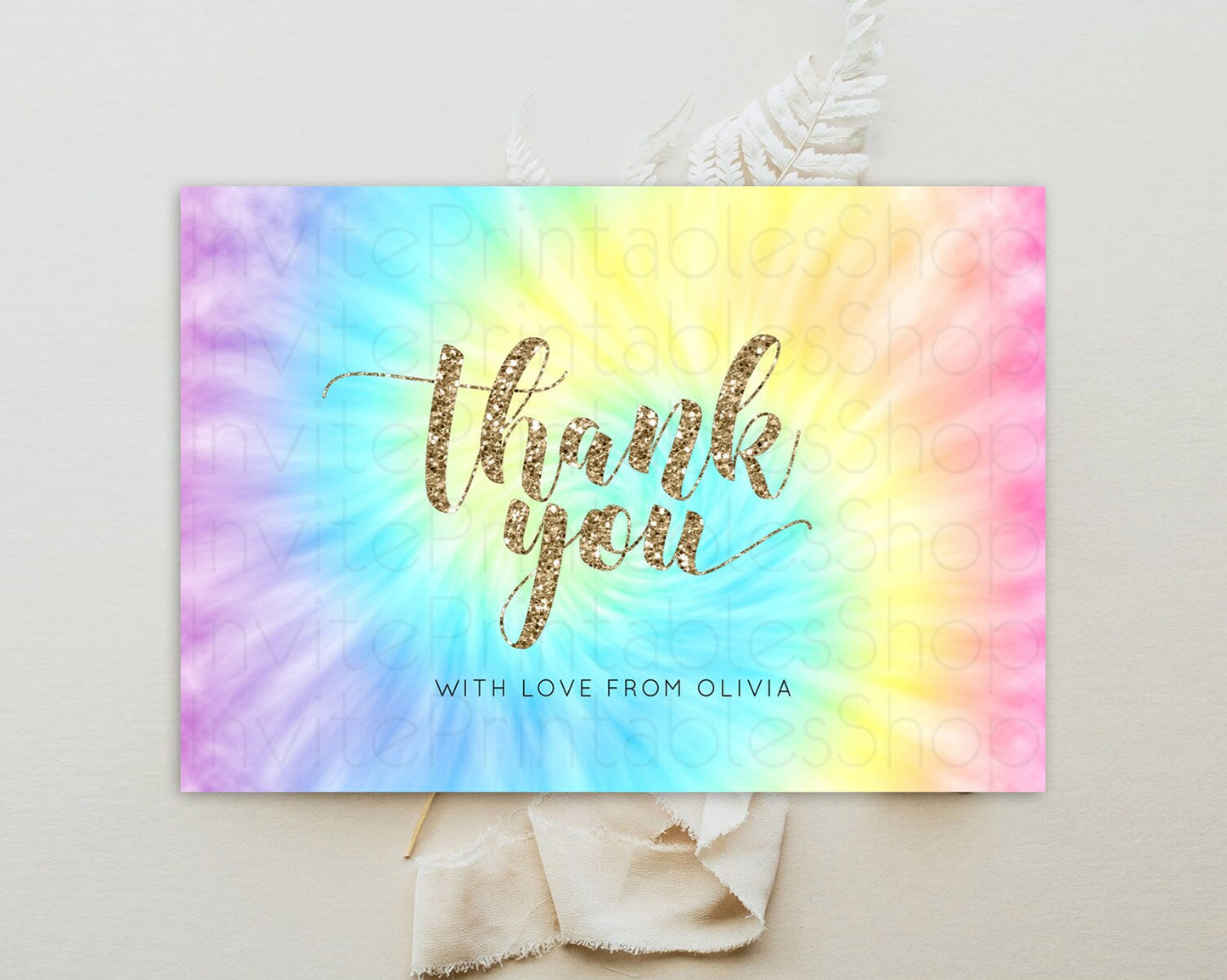 Tie Dye Thank You Rainbow Tie Dye Thank You Card Pastel Birthday Thank You Colorful Pastel Cards Rainbow Teacher Thank You Card D10580