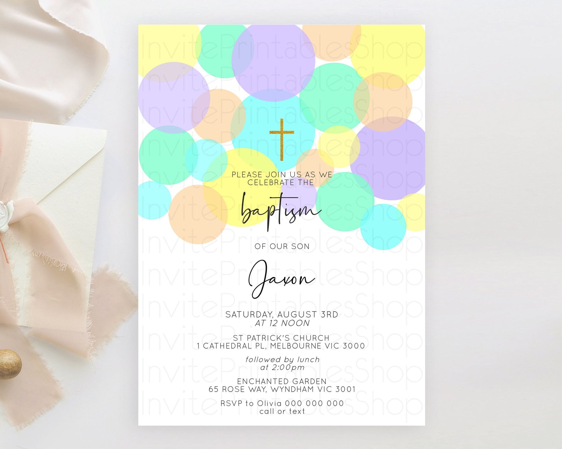 Editable Pastel Baptism Invitation Pastel Confetti Baptism 1st Birthday Invi