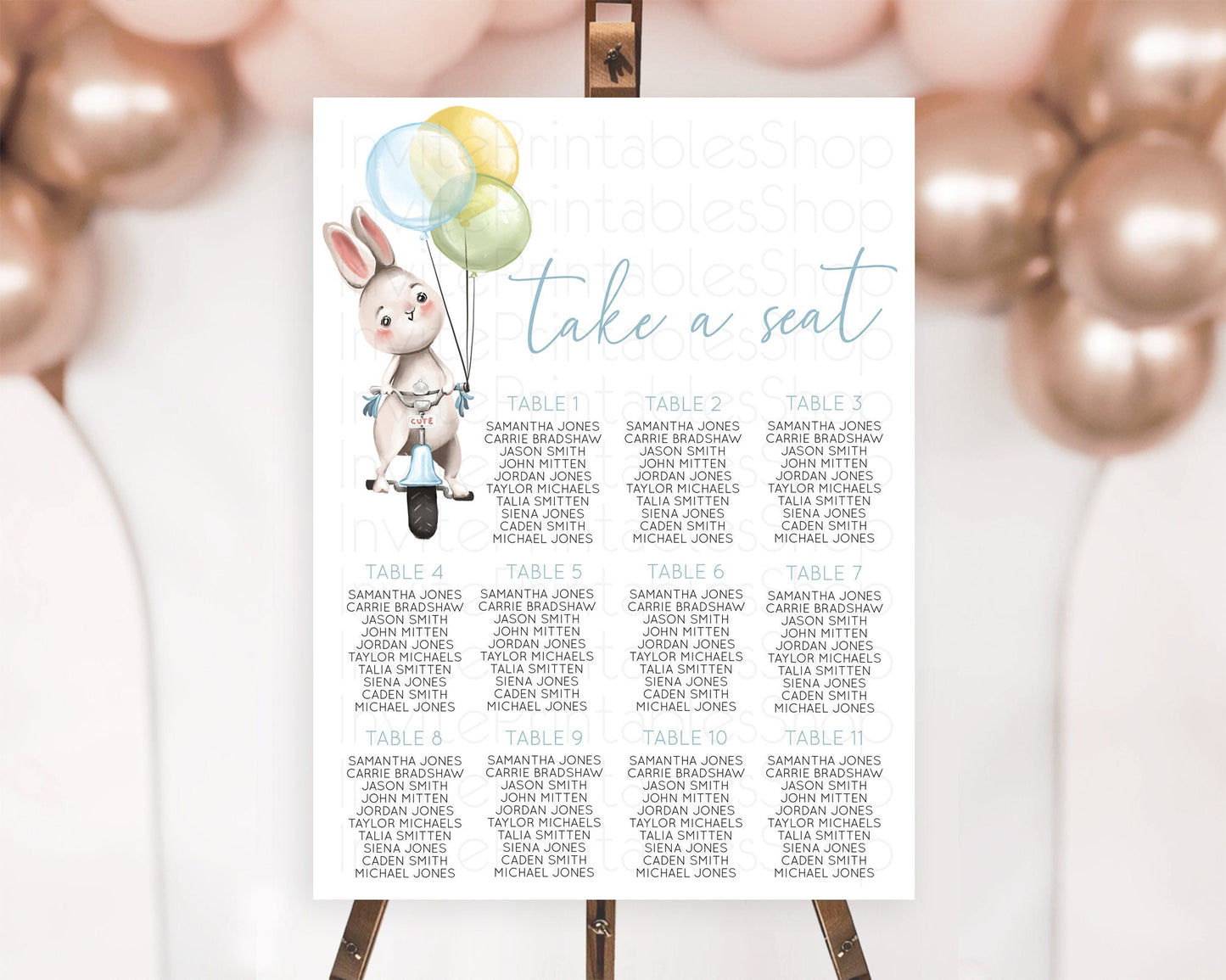 Bunny Seating Chart Pastel Bunny Seating Chart Bunny Balloon Seating Sign Pastel Confetti Balloon Bunny Seating Board Bunny Decor D10783