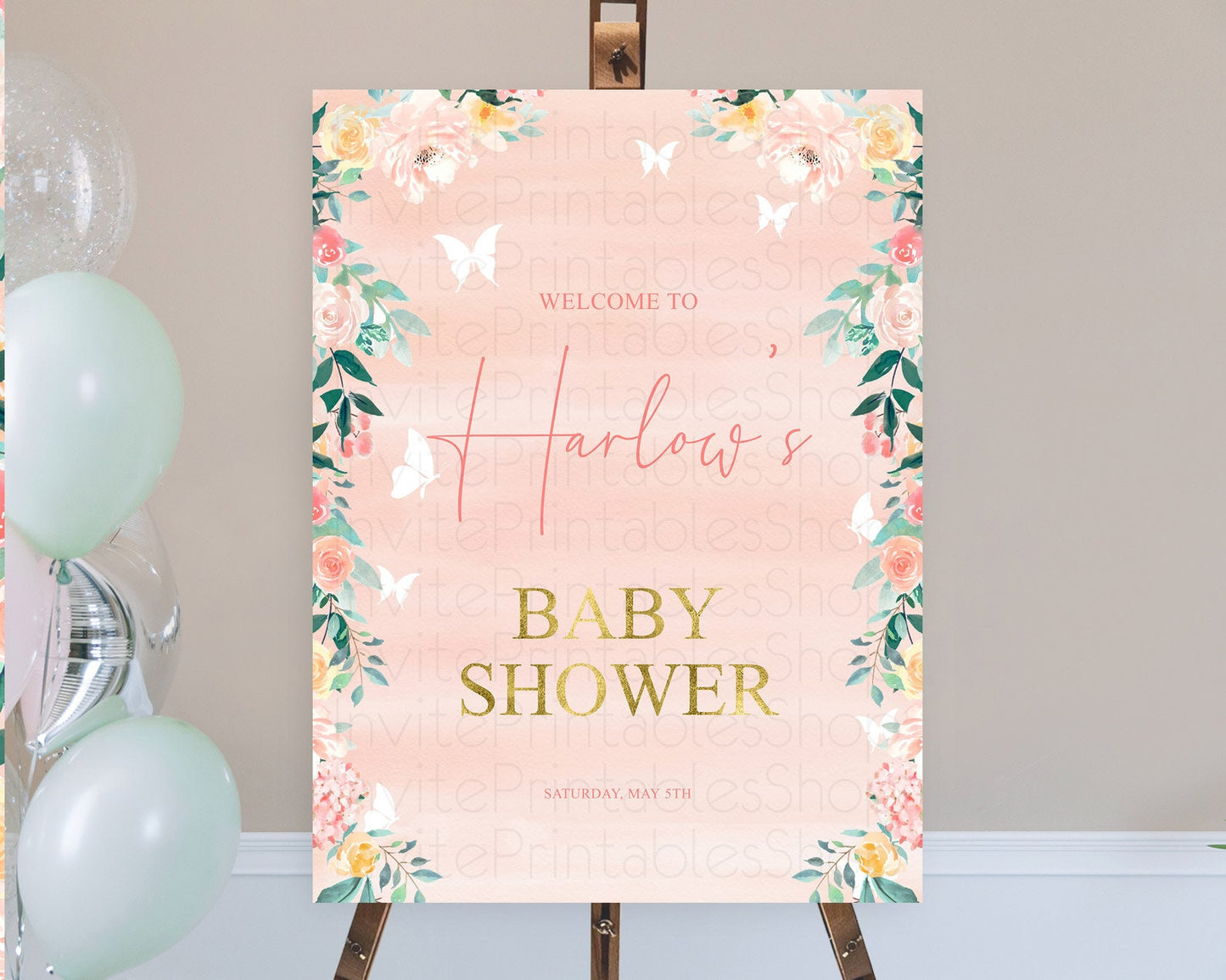 Secret Garden Baby Shower Welcome Sign Wildflower Welcome Board Pastel Flower Garden Welcome Poster Boho Wildflower Welcome Sign D10245