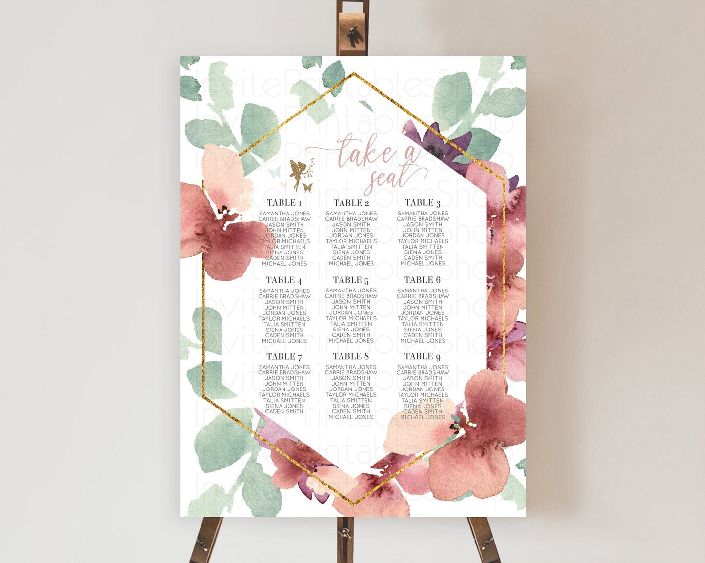 Fairy Seating Chart Pastel Fairy Seating Chart Fairy Tea Party Fairy Garden Seating Sign Enchanted Garden Floral Butterfly Decor D10460