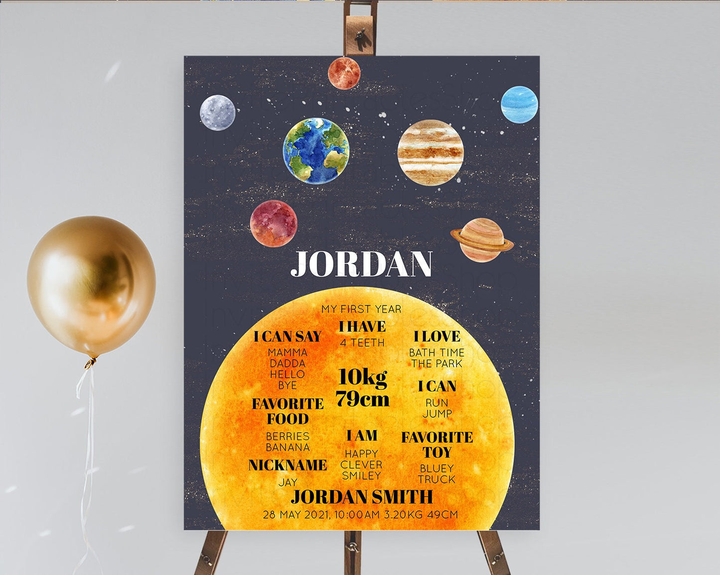 Space First Birthday Milestone Poster Space Milestone Board First Trip Around the Sun Planets Solar System ONE year Birthday Sign D10430