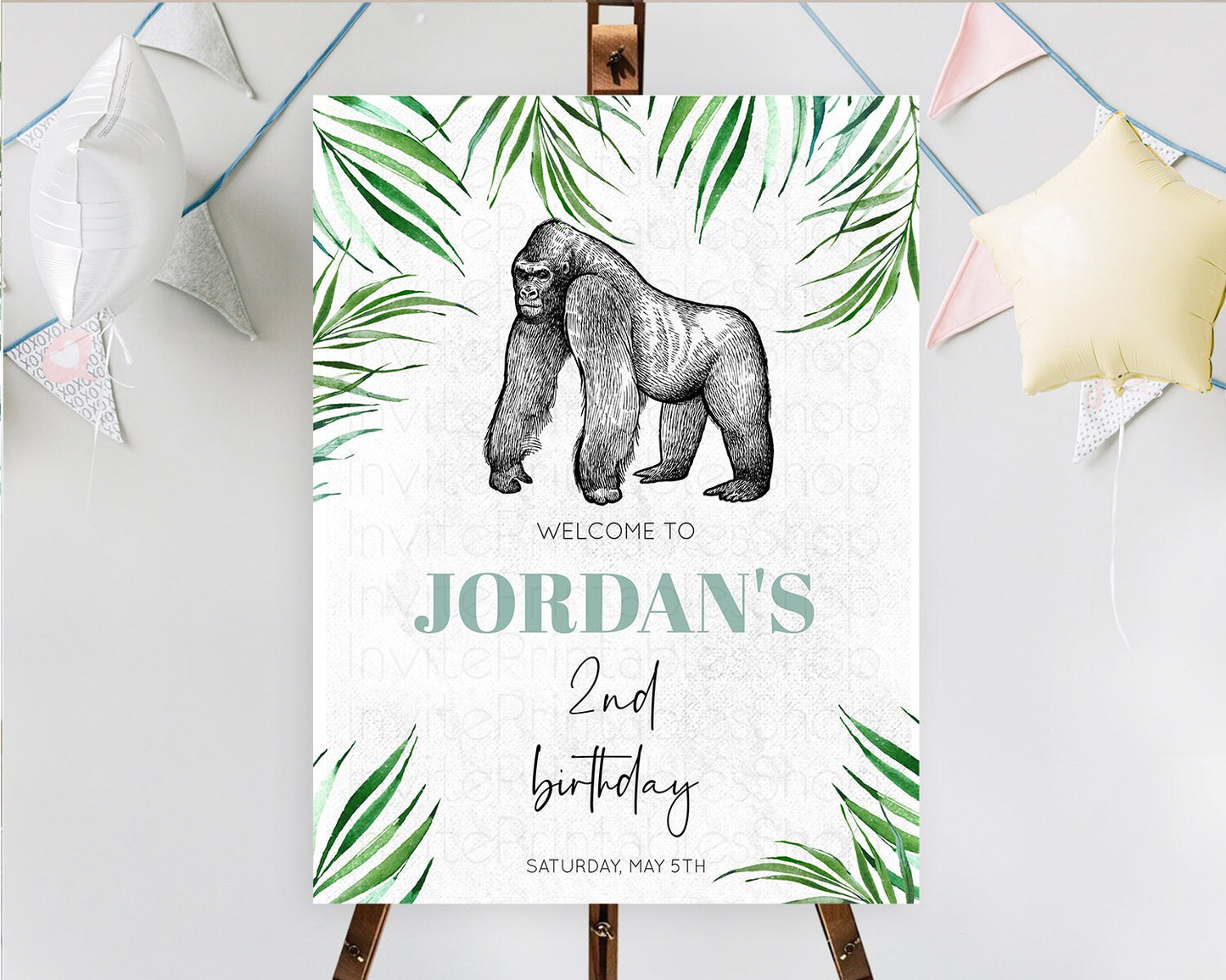 Gorilla Welcome Sign Gorilla Welcome Board Gorilla Party Welcome Poster Safari Adventure Decor Gorilla First Birthday Welcome Sign D10846