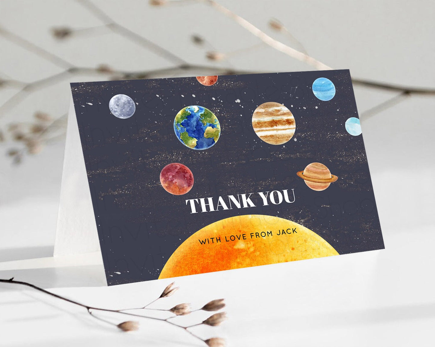 Space Thank You Space Thank You Card First Trip Around the Sun Thank You Card Planets Solar System First Birthday Thank You Cards D10430