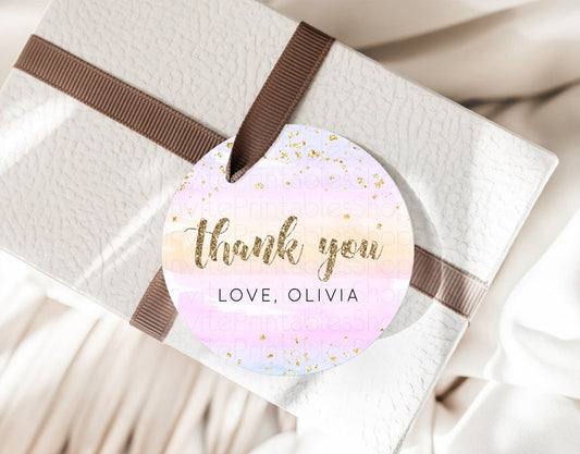 Editable Pastel Thank You Tags Rainbow Thank You Gift Tags Colorful Pastel F