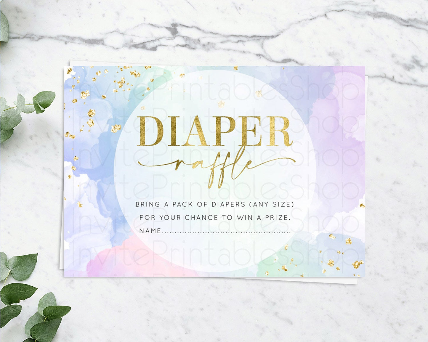 Pastel Diaper Raffle Card Pastel Rainbow Diaper Raffle Insert Colorful Ombre Watercolor Diaper Ticket Confetti Glitter Raffle Game D10624