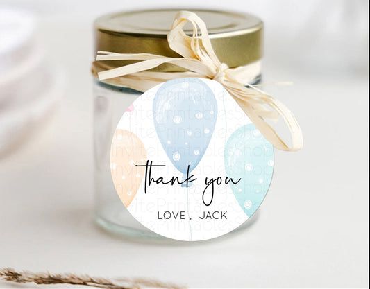 Editable Pastel Balloons Thank You Tags Colorful Balloon Thank You Gift Tags