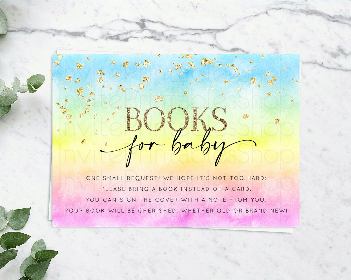 Pastel Books For Baby Card Pastel Rainbow Book Insert Colorful Ombre Watercolor Book Card Confetti Glitter Baby Book Poem Request D10483