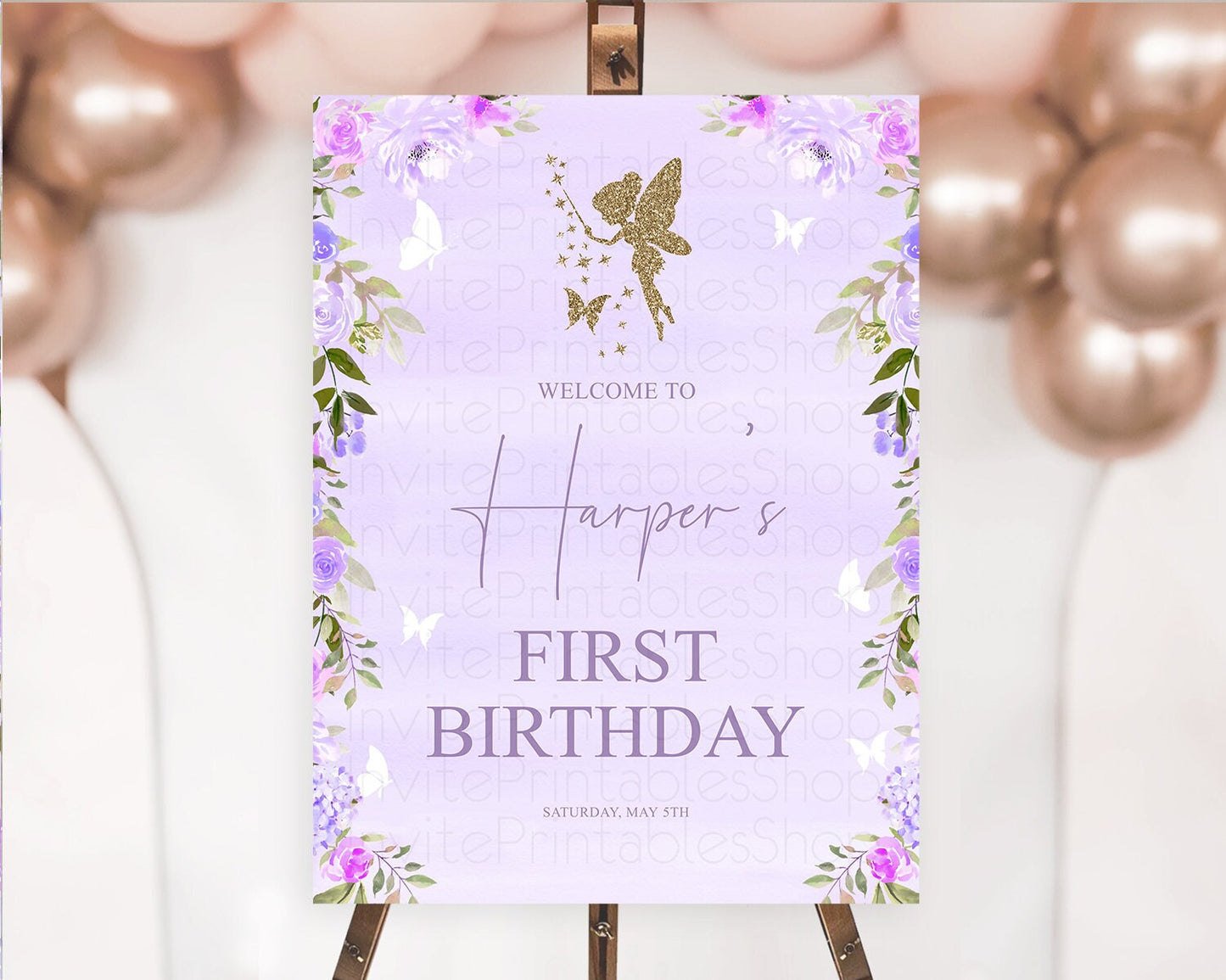 Fairy Welcome Sign Fairy Welcome Board Enchanted Garden Pastel Floral Butterfly Decor Secret Garden First Birthday Welcome Sign D10910