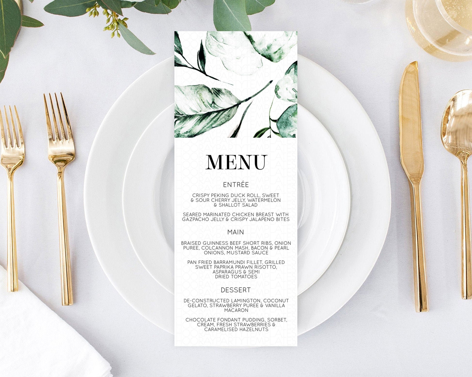 Editable Tropical Menu Template Tropical Menu Palm Leaf Fern Table Decor Fra