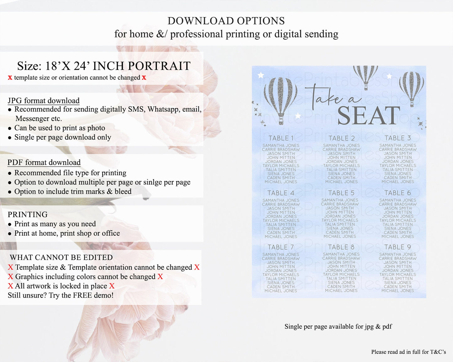 Hot Air Balloon Seating Chart Hot Air Balloon Seating Chart Adventure Awaits Up & Away Glitter Blue Watercolor Seating Take a Seat D10334