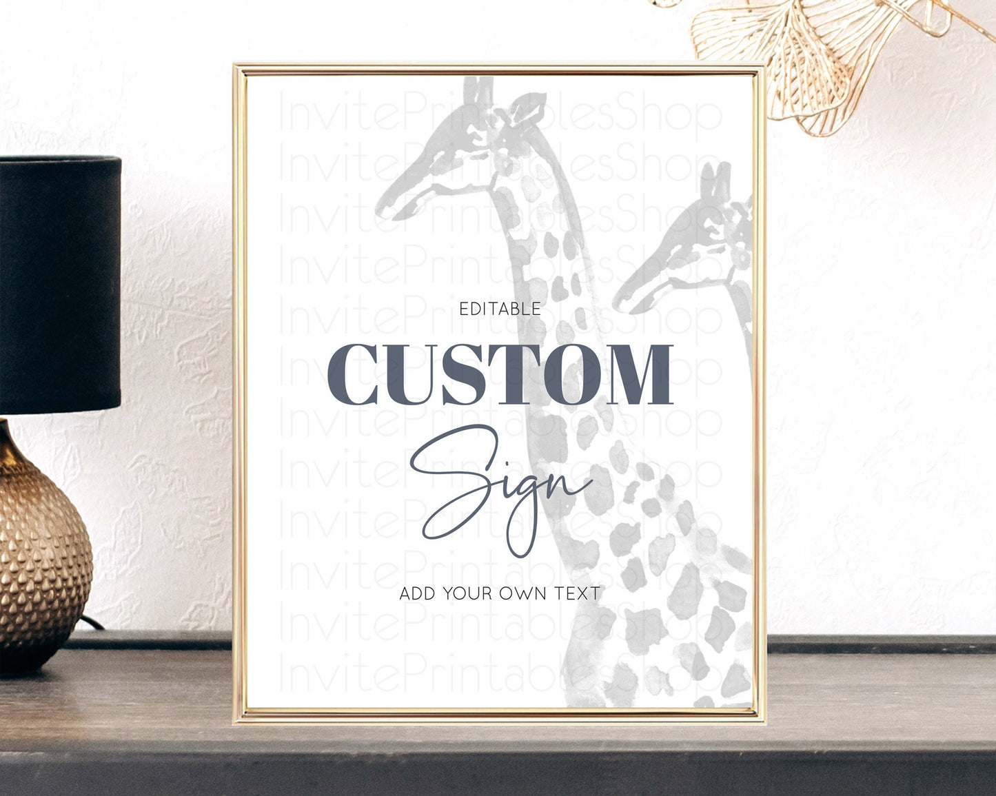 Giraffe Sign Giraffe Party Sign Template Safari Adventure Table Sign Decor Giraffe Minimal Theme 1st Birthday Baptism Baby Shower D10306